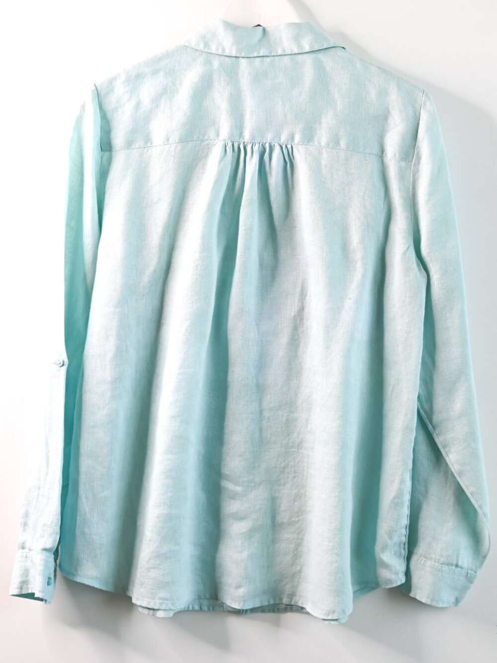 CHARTER CLUB Mint Green Embroidered Button Down Long Sleeve Blouse - Size Medium - Picture 3 of 9
